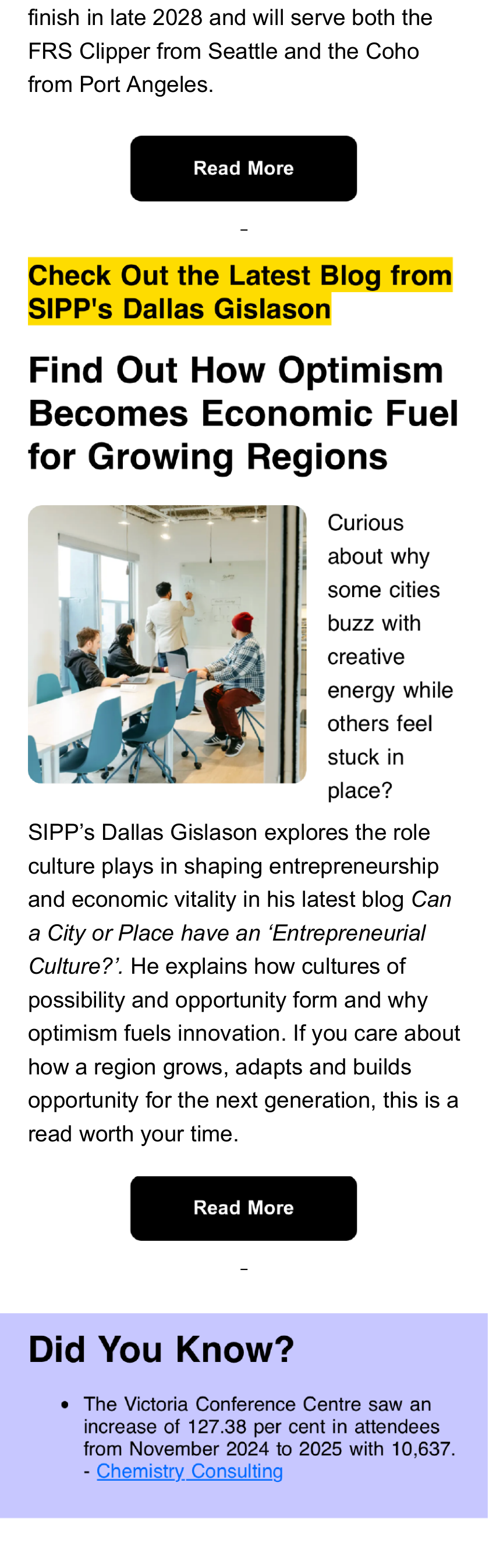 SIPP’s Dallas Gislason on optimism and economic growth. Victoria Conference Centre attendance.